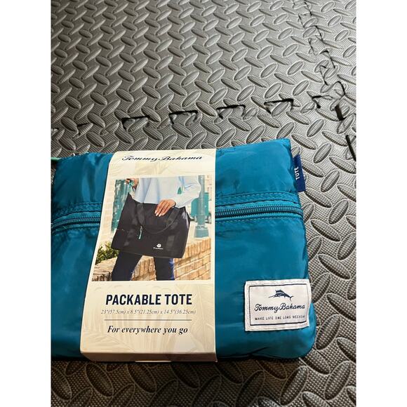 TOMMY BAHAMA PACKABLE TOTE TURQUOISE 23 X 8.5‎ X 14.5 NEW Travel  Bag - Picture 2 of 5